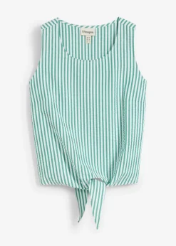 bonprix bonprix Camisas Y Blusas>Blusa de algodón puro verde gema-blanco con rayas