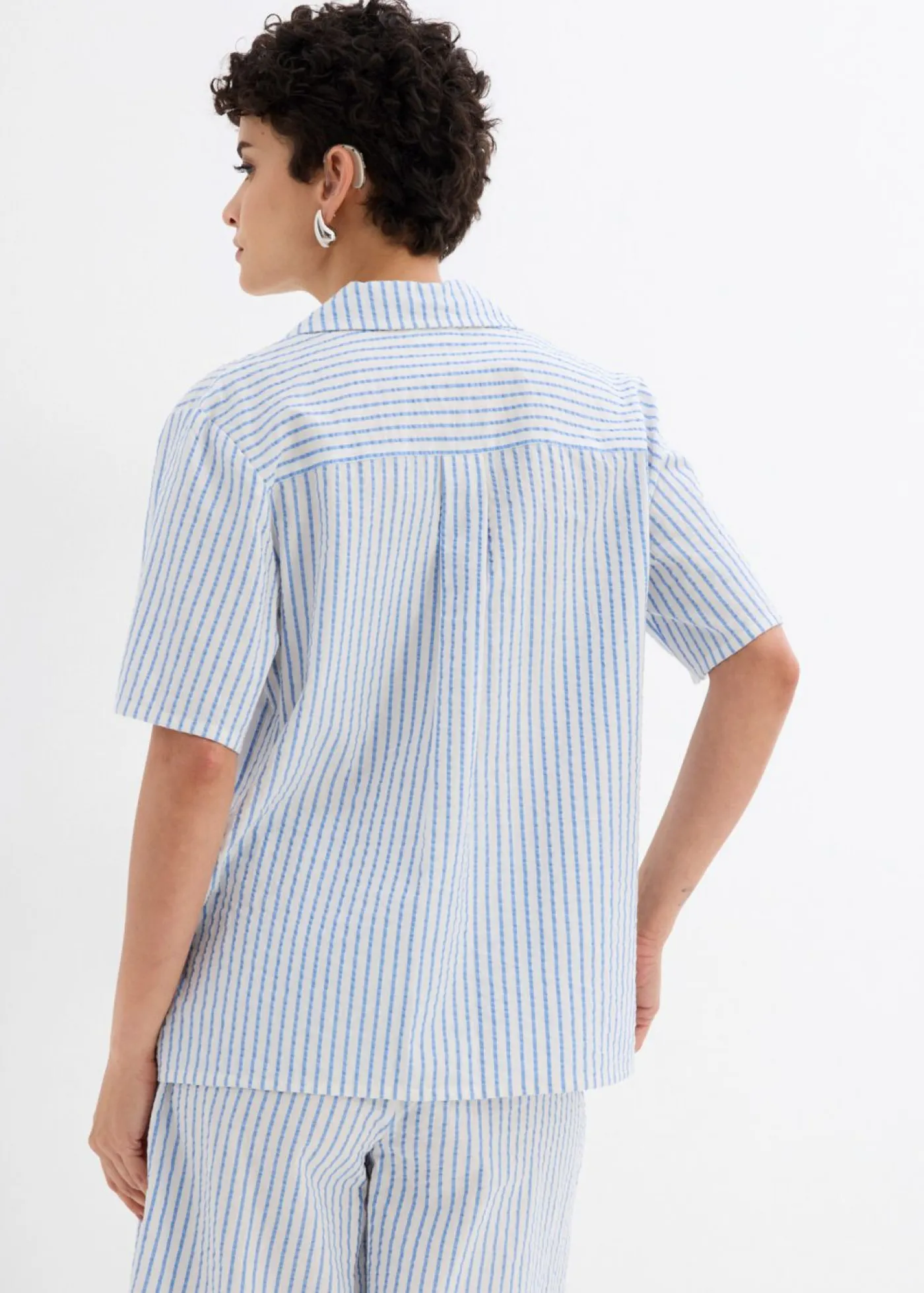 bonprix bonprix Conjuntos De Ropa|Esenciales>Blusa de algodón puro azul provenzal-blanco lana con rayas
