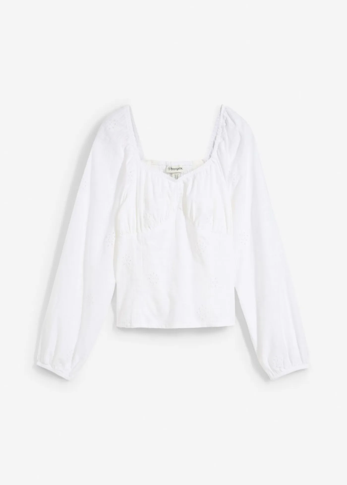 bonprix bonprix Camisas Y Blusas>Blusa de algodón puro con bordado calado Blanco