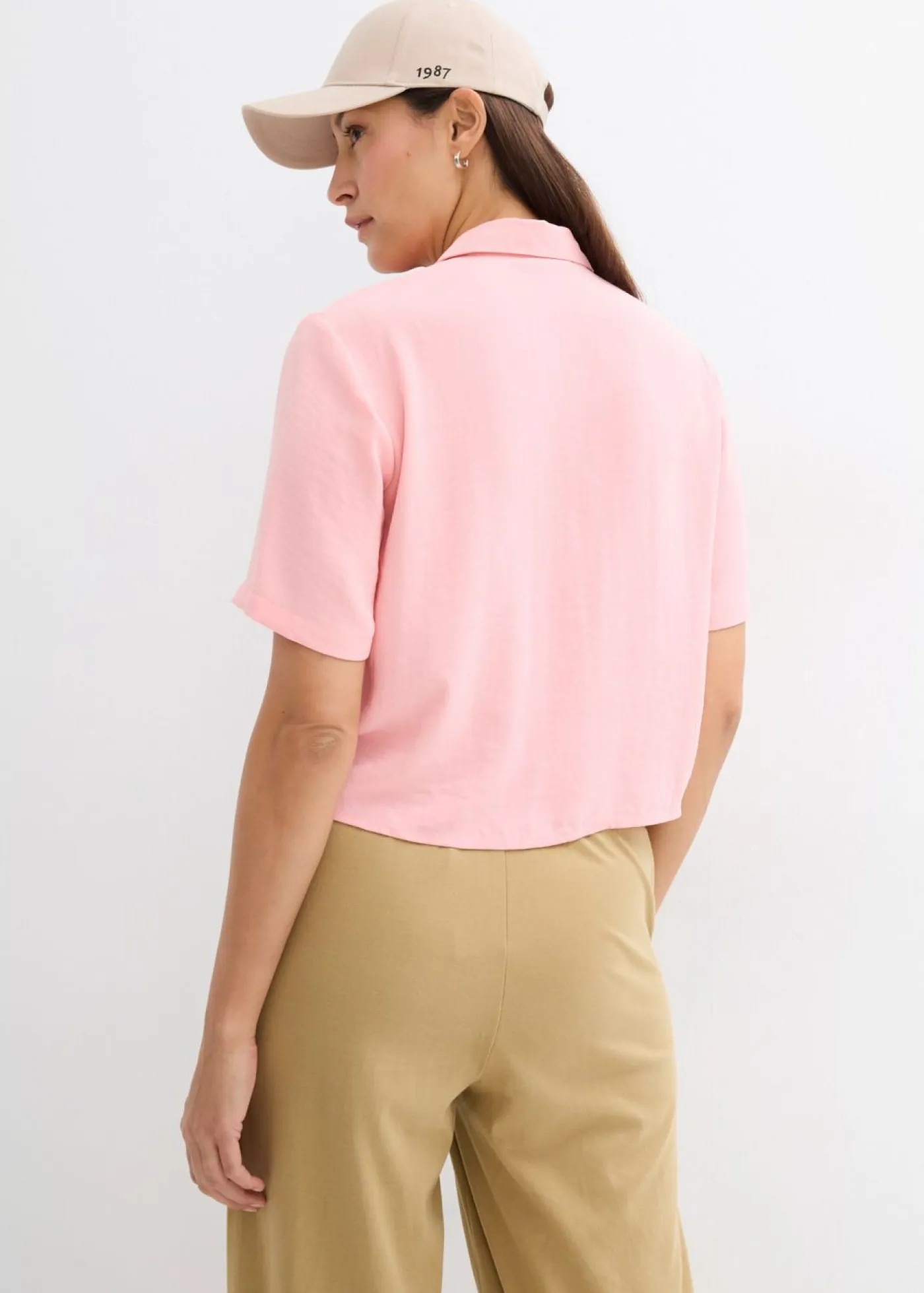 bonprix bonprix Camisas Y Blusas>Blusa de crepé ligero con corte boxy rosa pálido