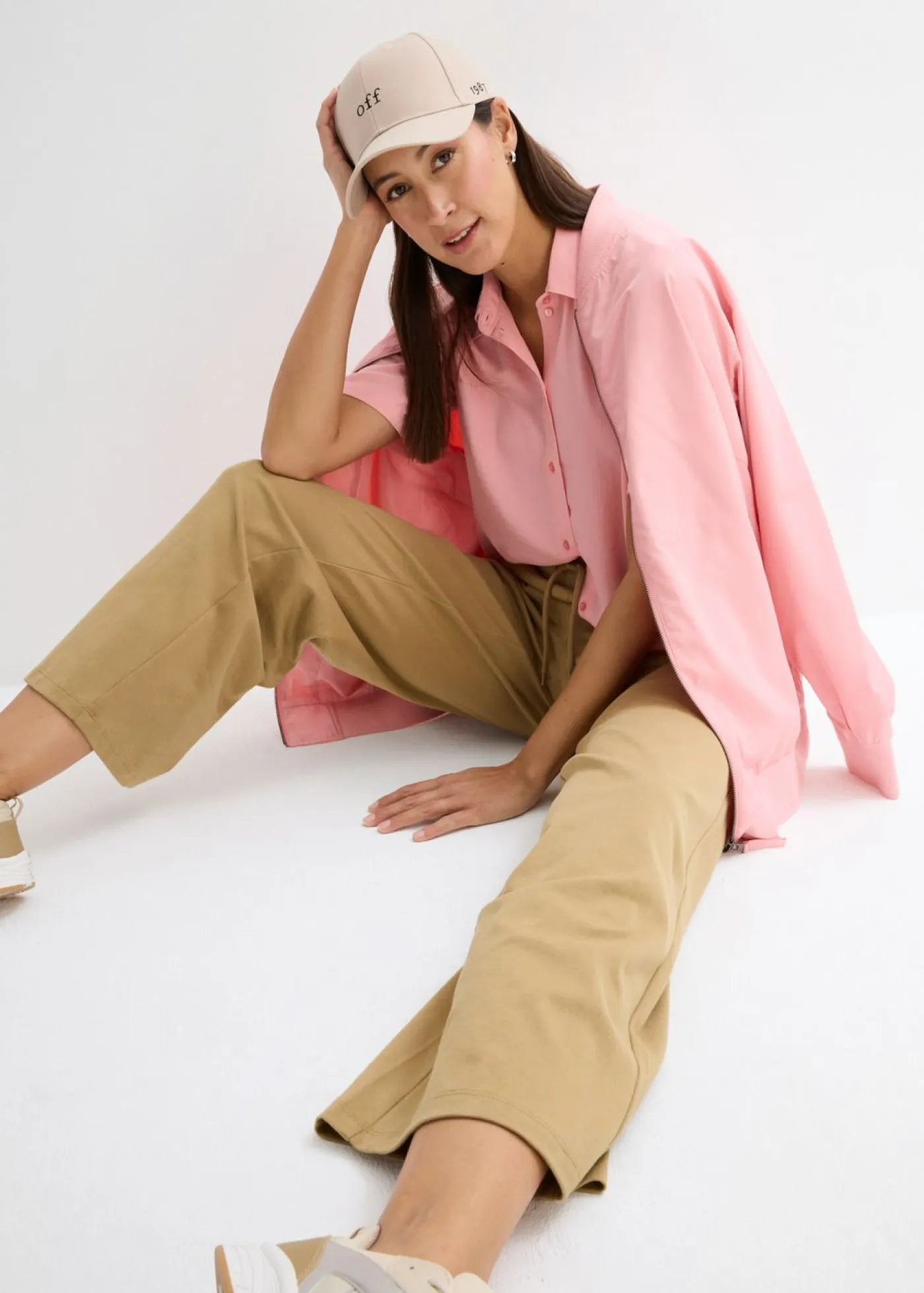 bonprix bonprix Camisas Y Blusas>Blusa de crepé ligero con corte boxy rosa pálido