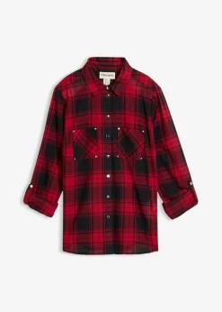 bonprix bonprix Camisas Y Blusas>Blusa de cuadros de algodón puro Rojo-negro a cuadros