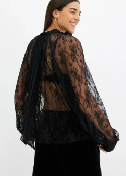 Mujer bonprix bonprix Blusa de encaje con ligeras transparencias