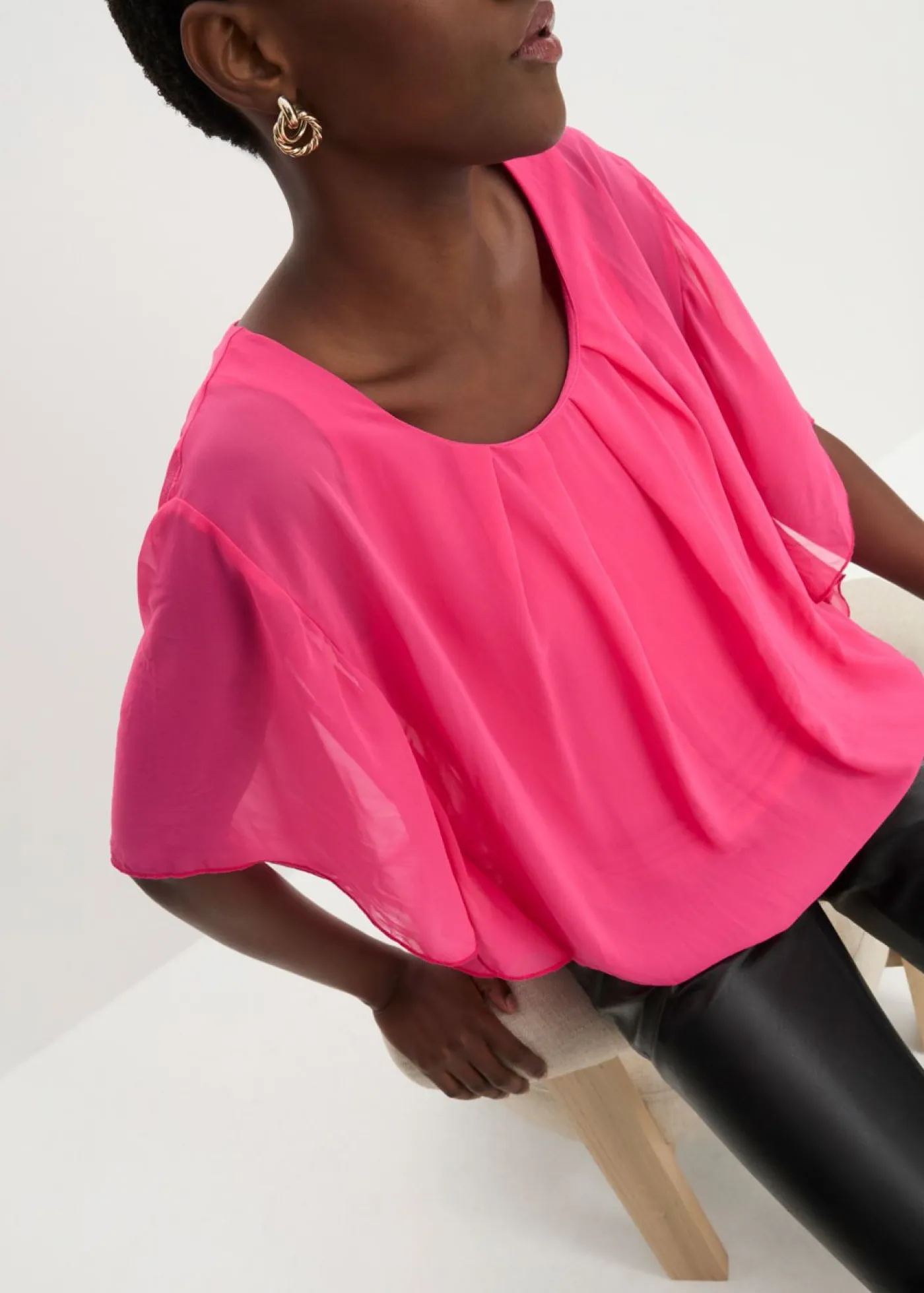 bonprix bonprix Camisas Y Blusas|Novedades>Blusa de gasa con camiseta interior Rosa oscuro