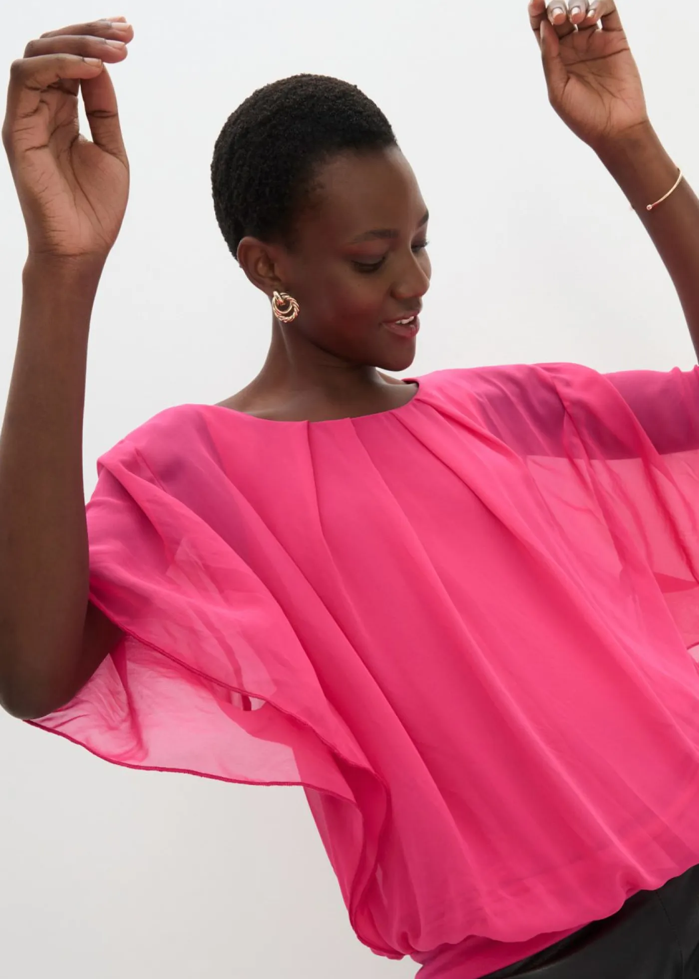 bonprix bonprix Camisas Y Blusas|Novedades>Blusa de gasa con camiseta interior Rosa oscuro