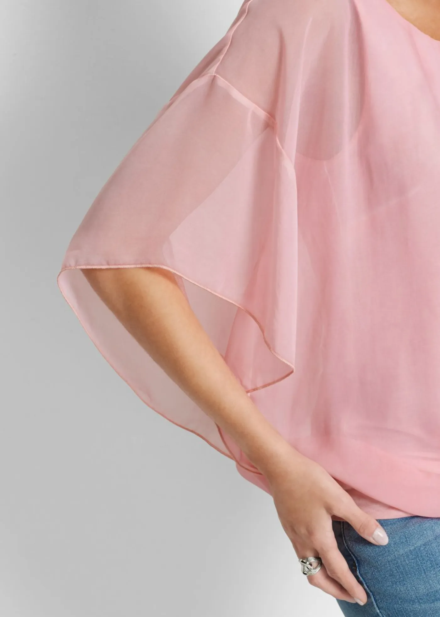 bonprix bonprix Camisas Y Blusas|Novedades>Blusa de gasa con camiseta interior Rosa empolvado