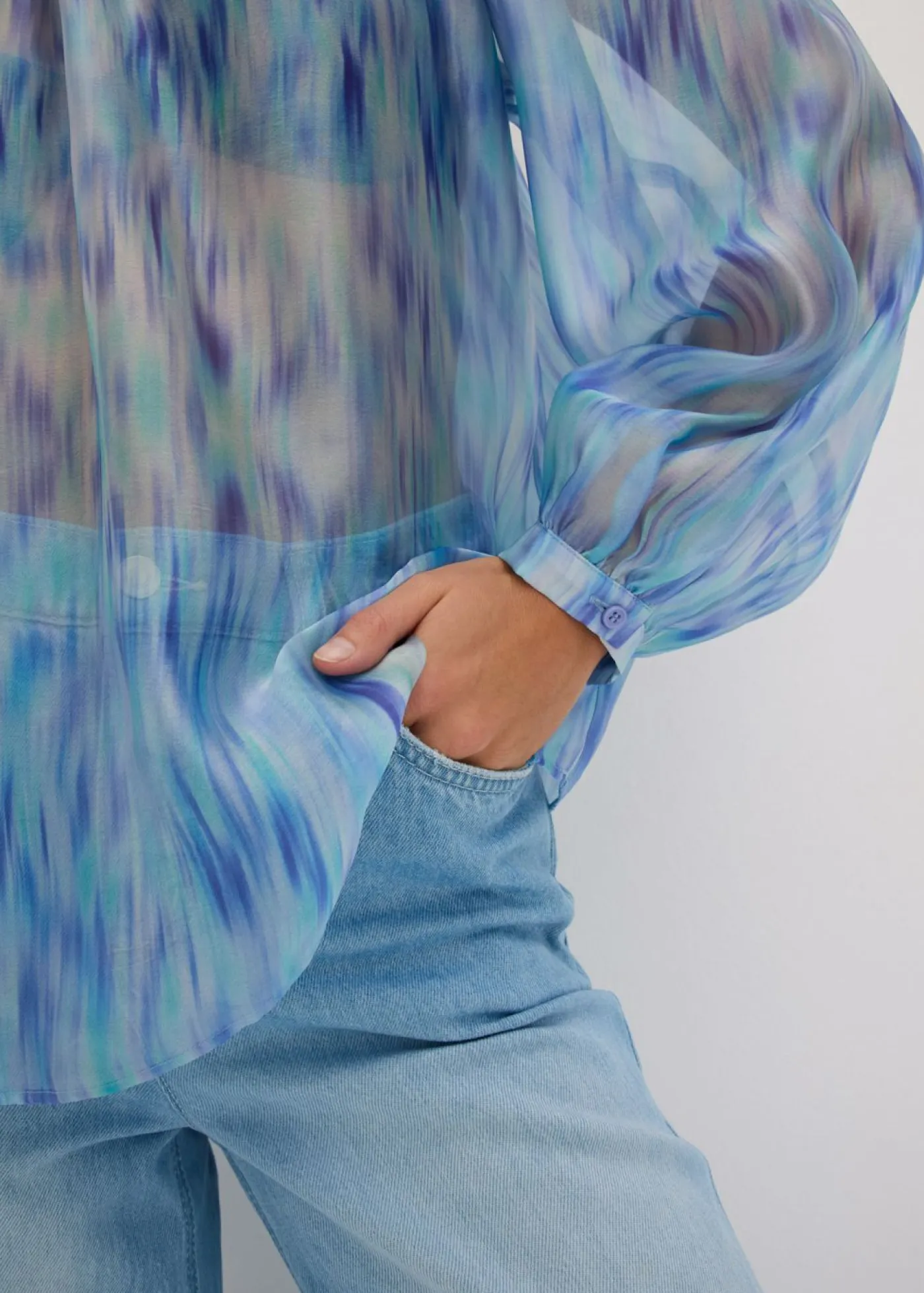 Mujer bonprix bonprix Blusa de gasa con un hombro al descubierto