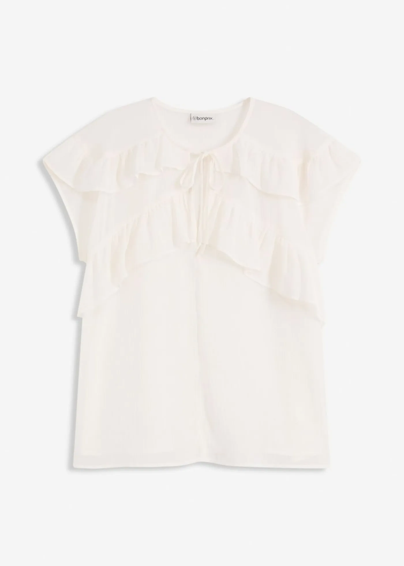 bonprix bonprix Camisas Y Blusas>Blusa de gasa con volantes Blanco lana