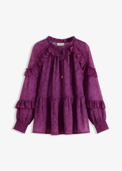 Mujer bonprix bonprix Blusa de gasa con volantes