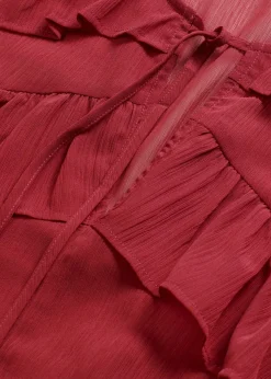 bonprix bonprix Camisas Y Blusas>Blusa de gasa con volantes Rojo