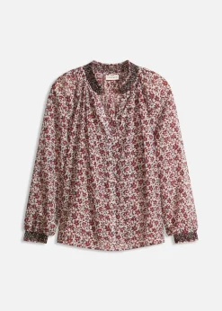 Mujer bonprix bonprix Blusa de gasa estampada con bordado
