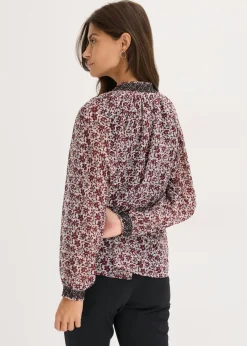 Mujer bonprix bonprix Blusa de gasa estampada con bordado