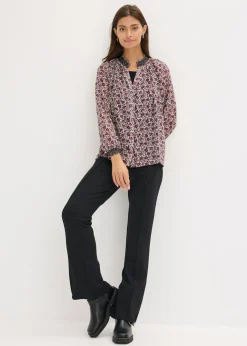 Mujer bonprix bonprix Blusa de gasa estampada con bordado