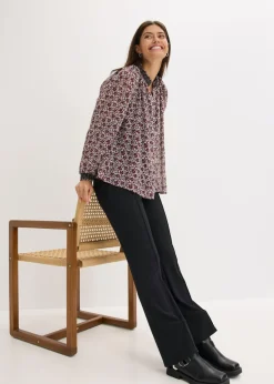 Mujer bonprix bonprix Blusa de gasa estampada con bordado