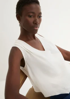 Mujer bonprix bonprix Blusa de lino puro con efecto cruzado