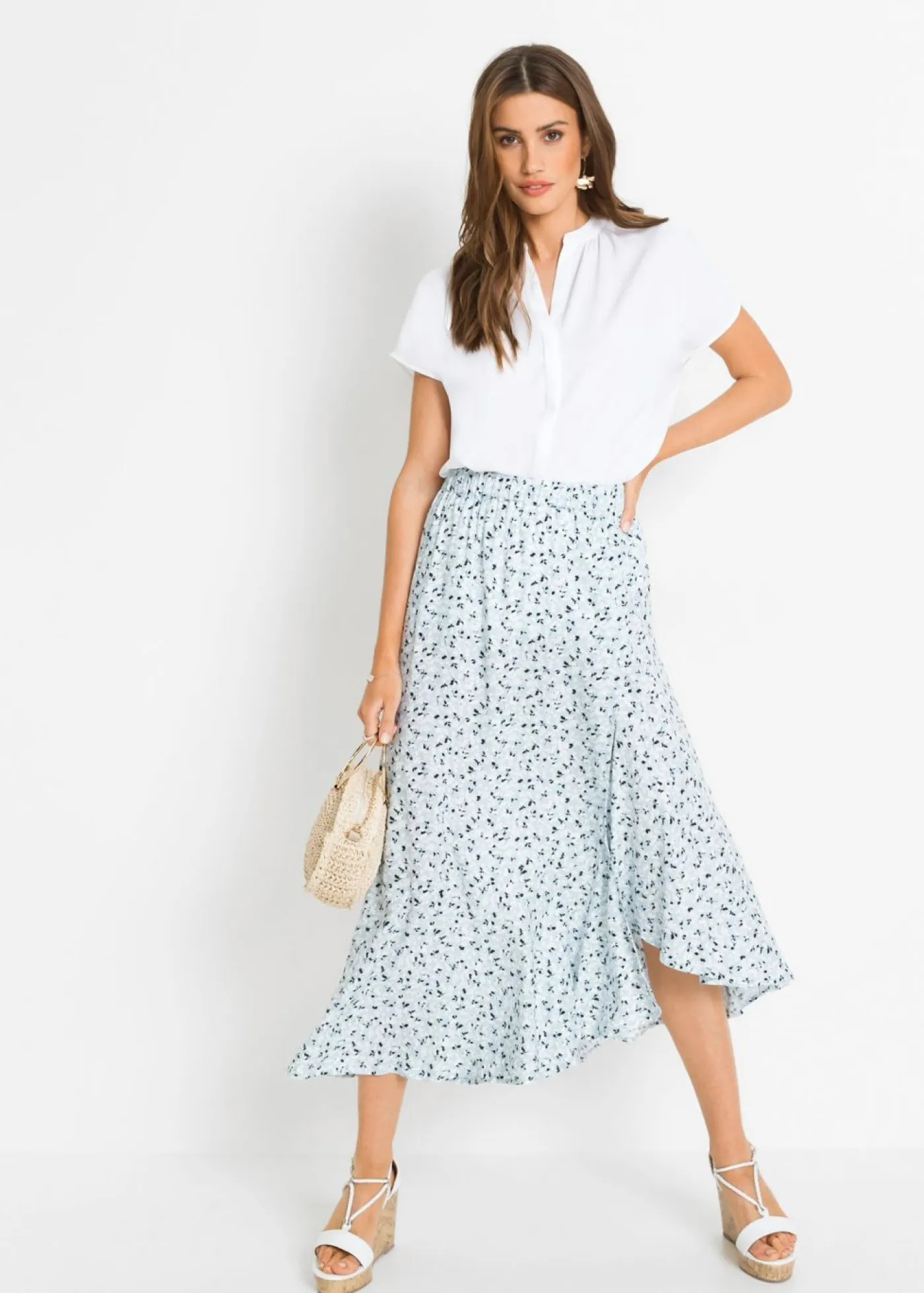 Mujer bonprix bonprix Blusa de manga corta con botones ocultos