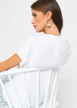 Mujer bonprix bonprix Blusa de manga corta con botones ocultos
