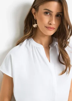 Mujer bonprix bonprix Blusa de manga corta con botones ocultos