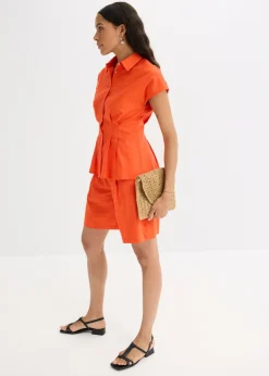 Mujer bonprix bonprix Blusa de manga corta de mezcla de lino vaporoso