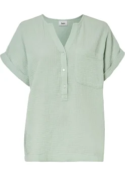bonprix bonprix Camisas Y Blusas>Blusa de manga corta de muselina Verde pastel