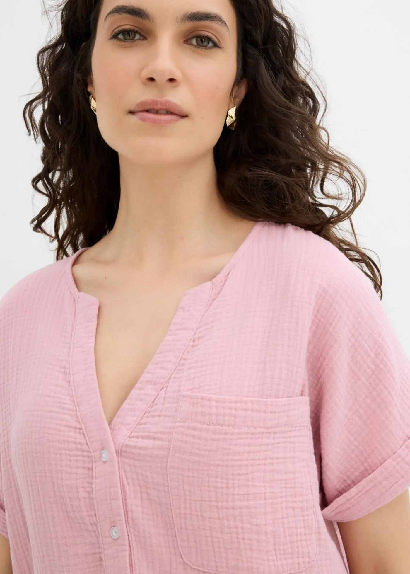 Mujer bonprix bonprix Blusa de manga corta de muselina