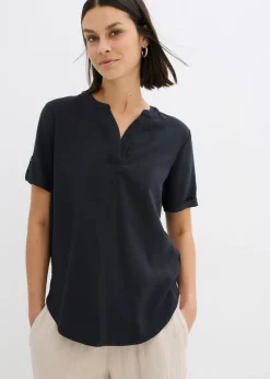 Mujer bonprix bonprix Blusa de manga corta de mezcla de viscosa firme