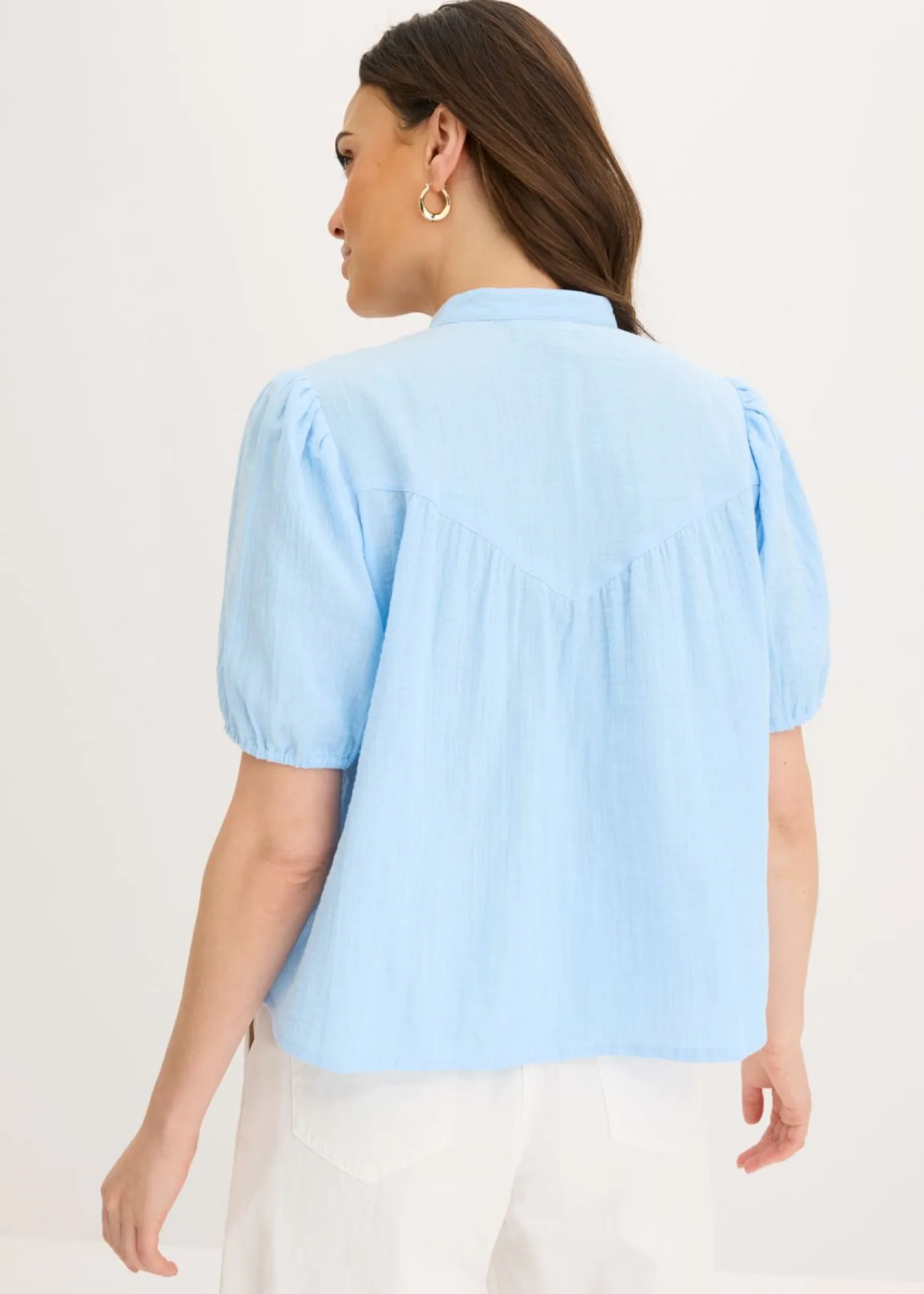 bonprix bonprix Camisas Y Blusas>Blusa de manga corta de muselina Azul claro