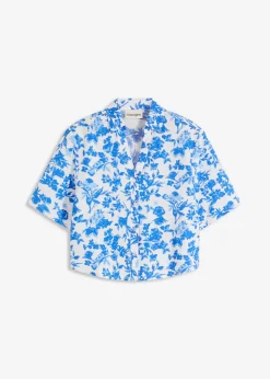 bonprix bonprix Camisas Y Blusas>Blusa de manga corta de suave mezcla de viscosa Blanco