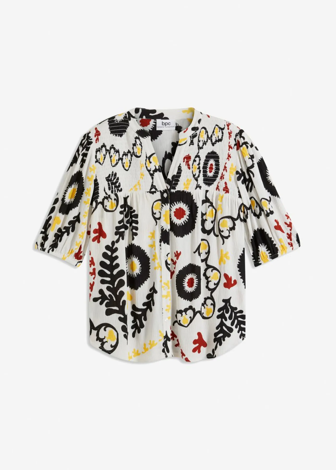 Mujer bonprix bonprix Blusa de manga corta de viscosa fluida con detalle de nido de abeja