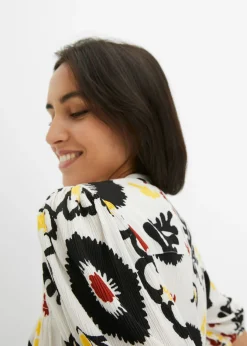 Mujer bonprix bonprix Blusa de manga corta de viscosa fluida con detalle de nido de abeja