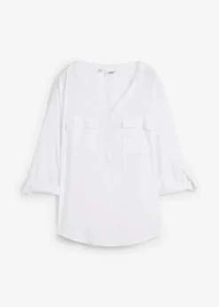 Mujer bonprix bonprix Blusa de manga larga con escote en V de viscosa fluida