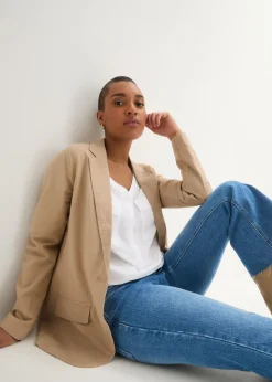 Mujer bonprix bonprix Blusa de manga larga con escote en V de viscosa fluida