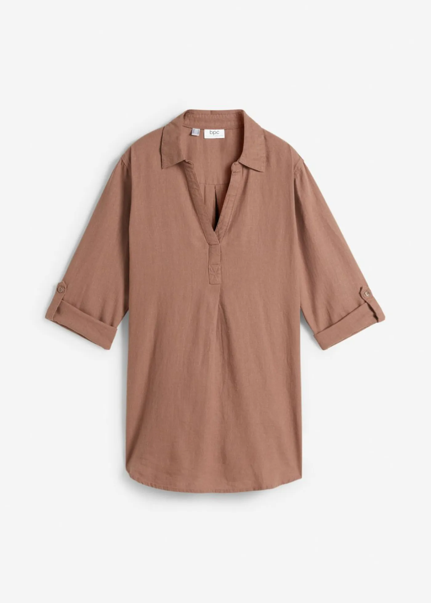 bonprix bonprix Camisas Y Blusas|Novedades>Blusa de mangas 3/4 con lino marrón