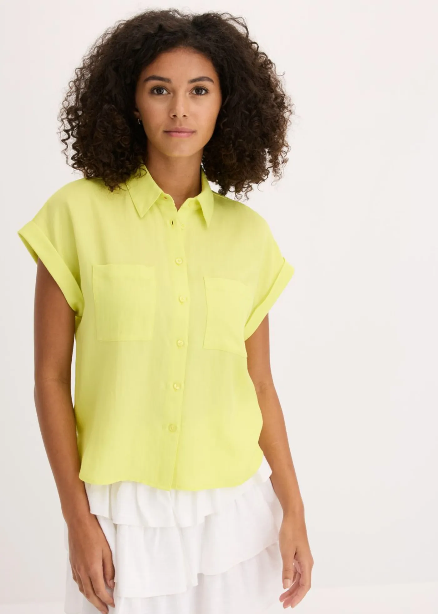 bonprix bonprix Camisas Y Blusas>Blusa de mezcla de lyocell fluido Amarillo cítrico