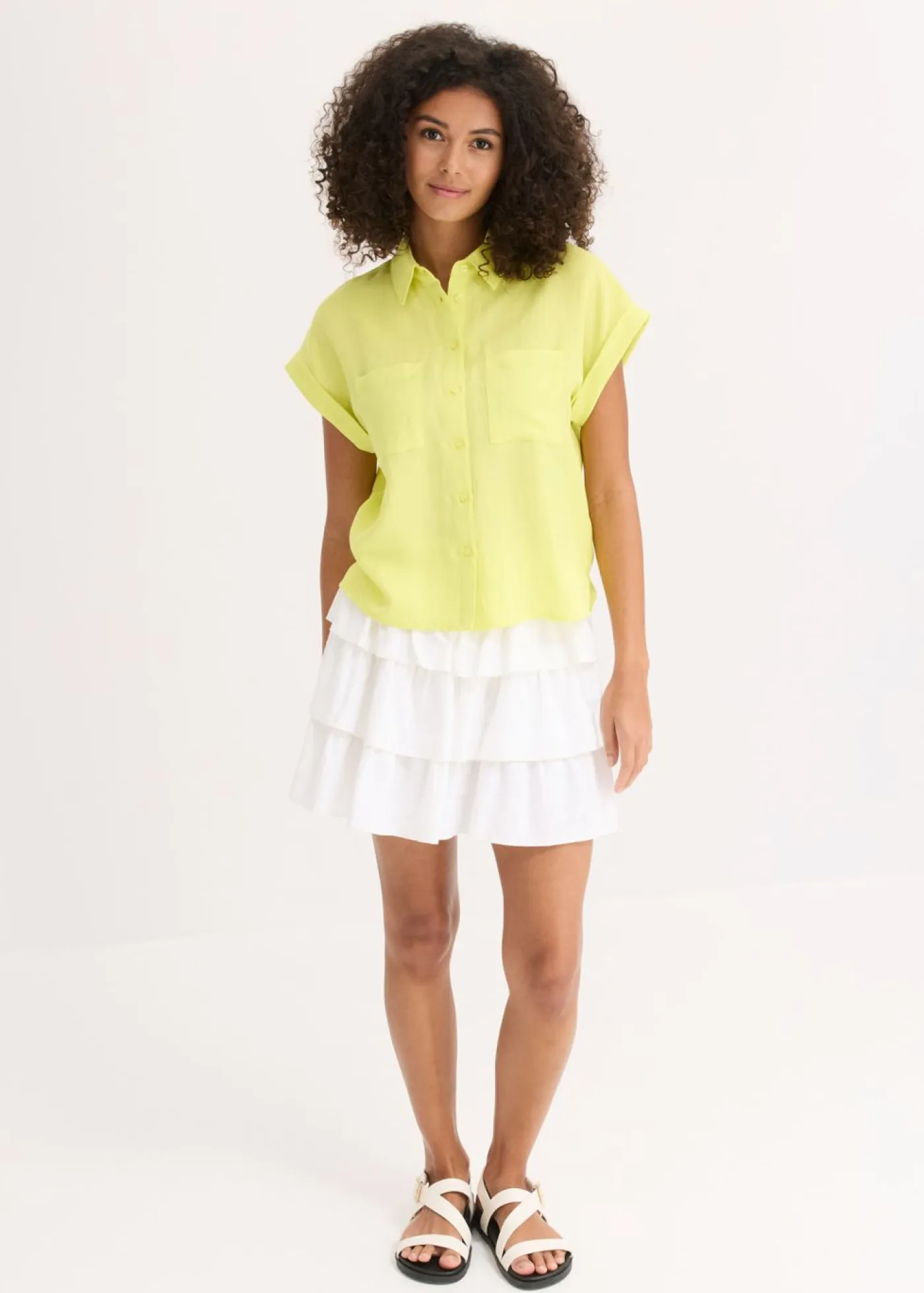 bonprix bonprix Camisas Y Blusas>Blusa de mezcla de lyocell fluido Amarillo cítrico