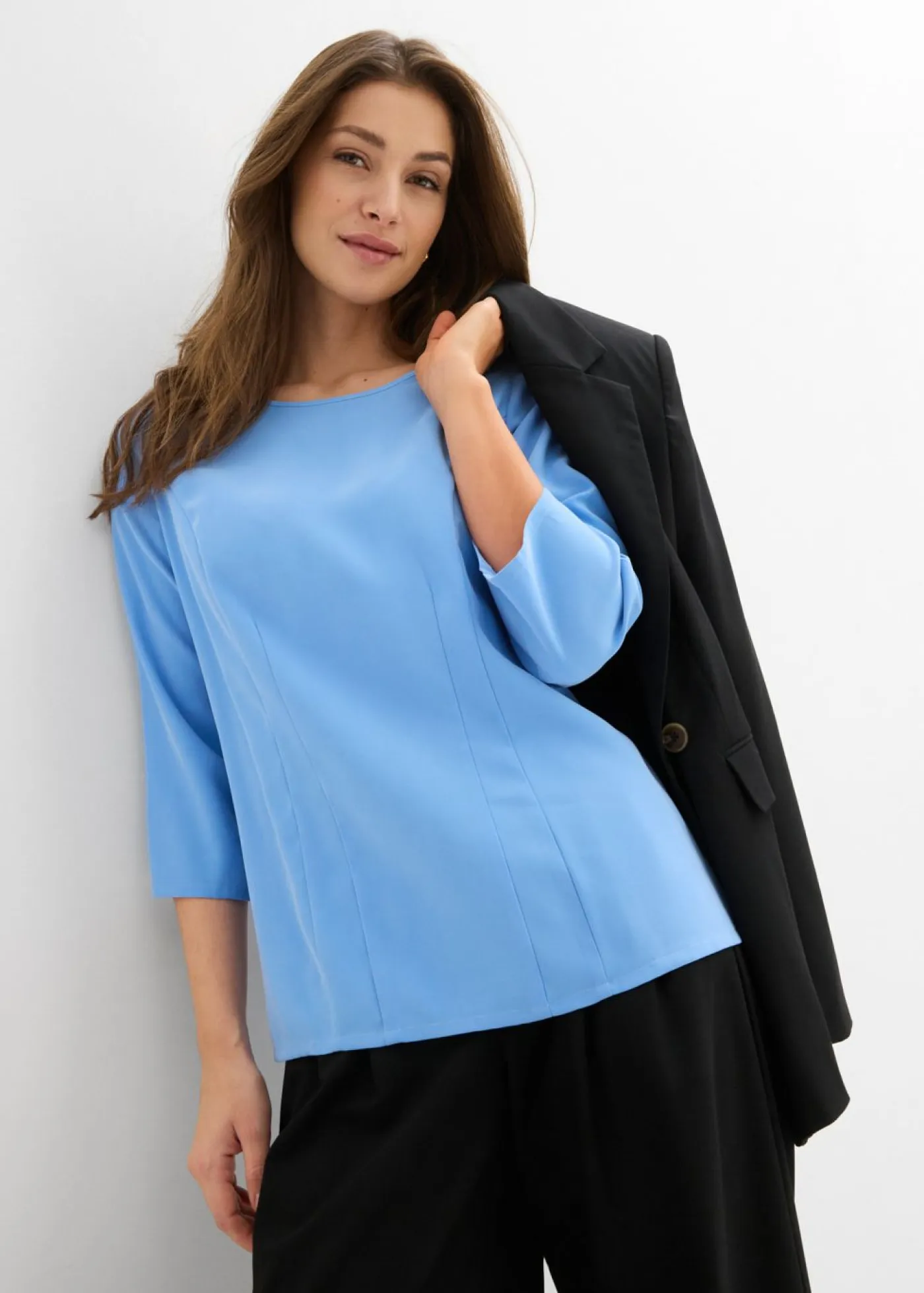 bonprix bonprix Camisas Y Blusas|Novedades>Blusa de mezcla de viscosa fluida azul provenzal