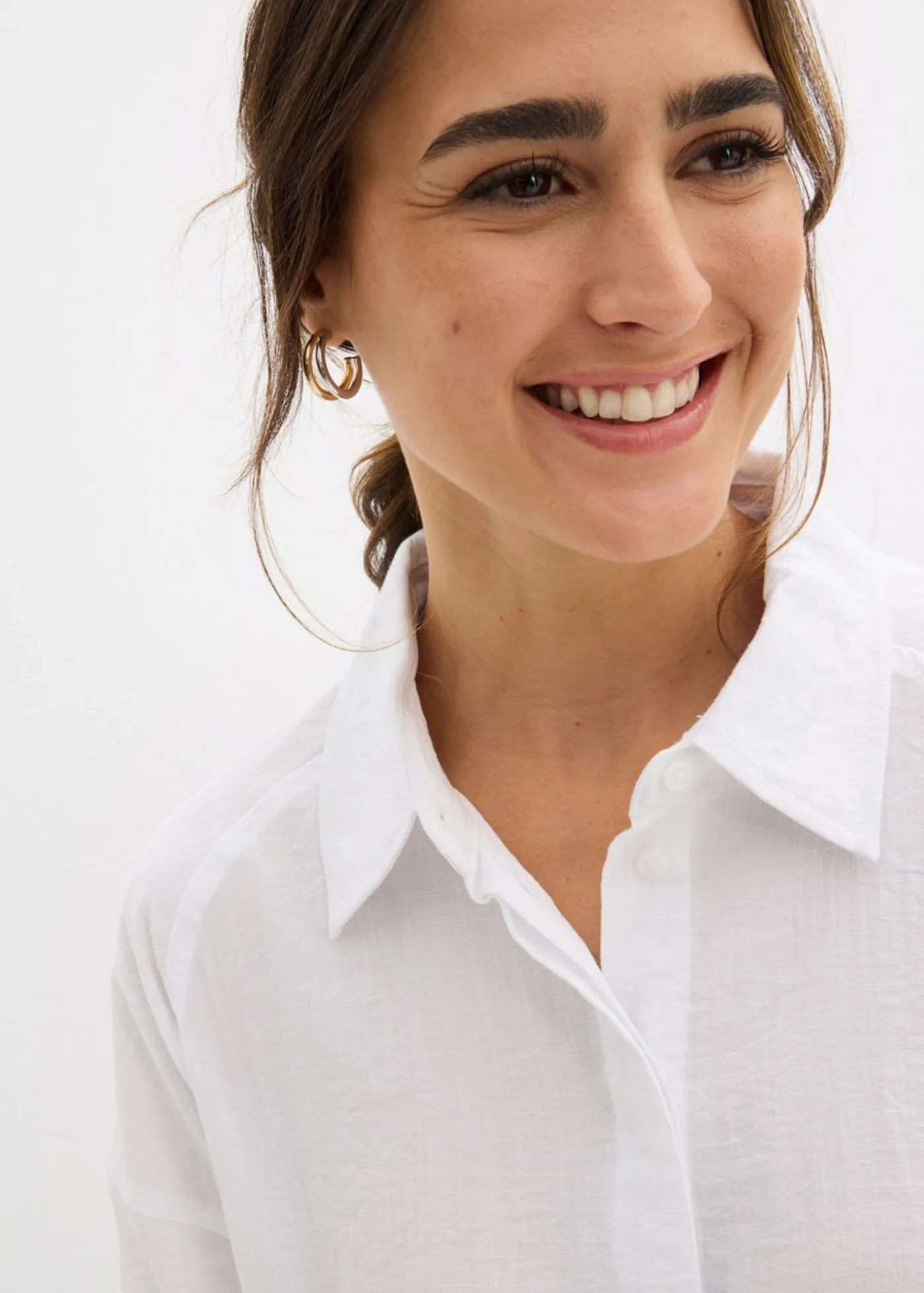 bonprix bonprix Camisas Y Blusas>Blusa de mezcla de viscosa con bolsillos Blanco