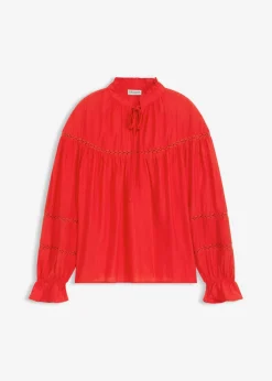 bonprix bonprix Camisas Y Blusas>Blusa de mezcla de viscosa fina rojo lava