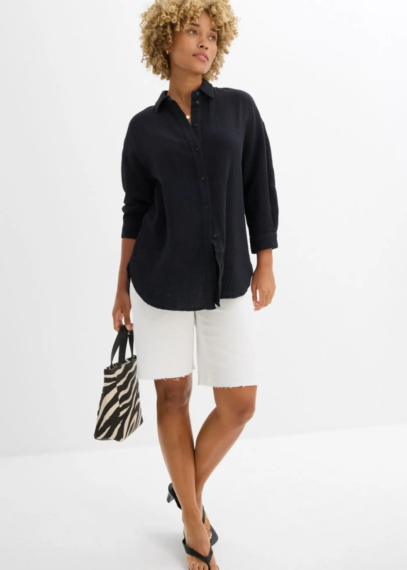 bonprix bonprix Camisas Y Blusas>Blusa de muselina Negro