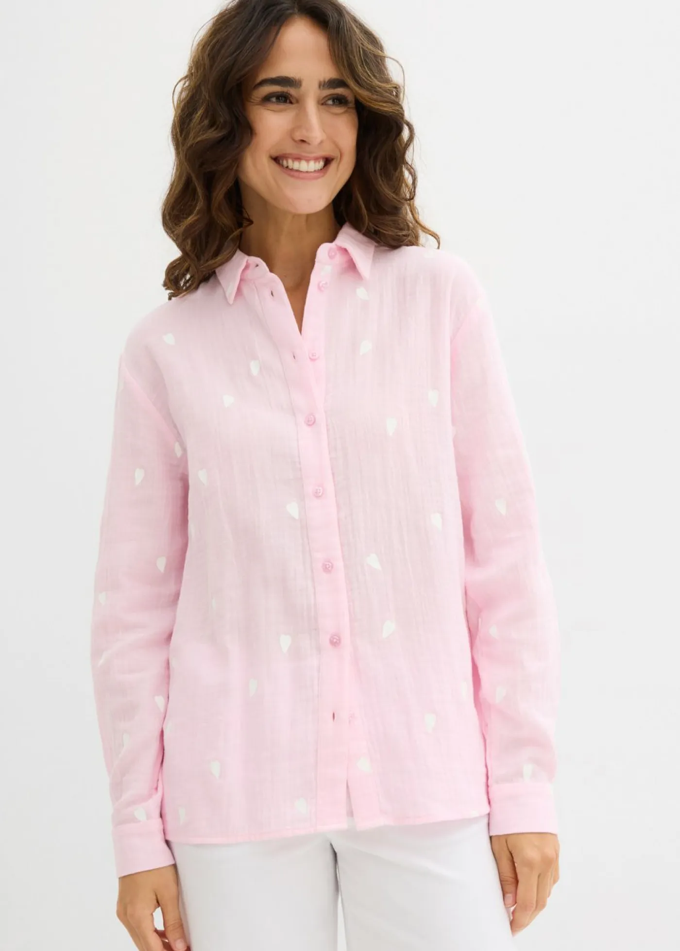 Mujer bonprix bonprix Blusa de muselina con corazones