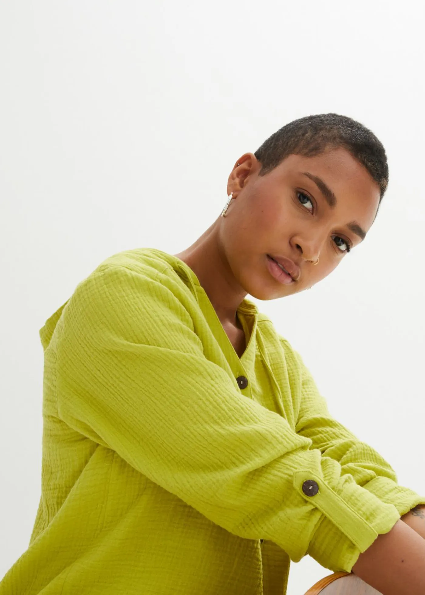 bonprix bonprix Camisas Y Blusas|Novedades>Blusa de muselina vaporosa pistacho