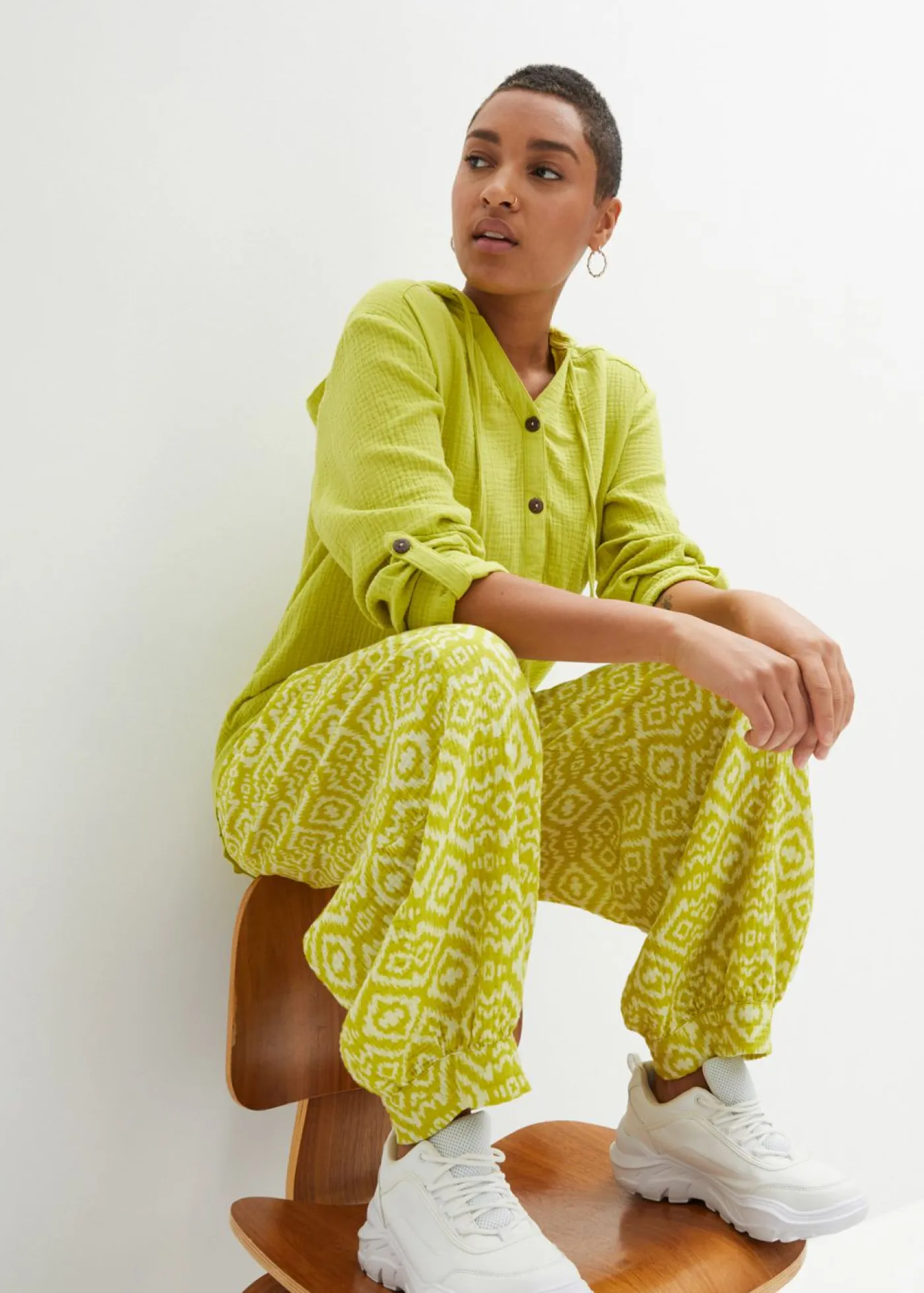 bonprix bonprix Camisas Y Blusas|Novedades>Blusa de muselina vaporosa pistacho