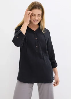 bonprix bonprix Camisas Y Blusas|Novedades>Blusa de muselina vaporosa Negro