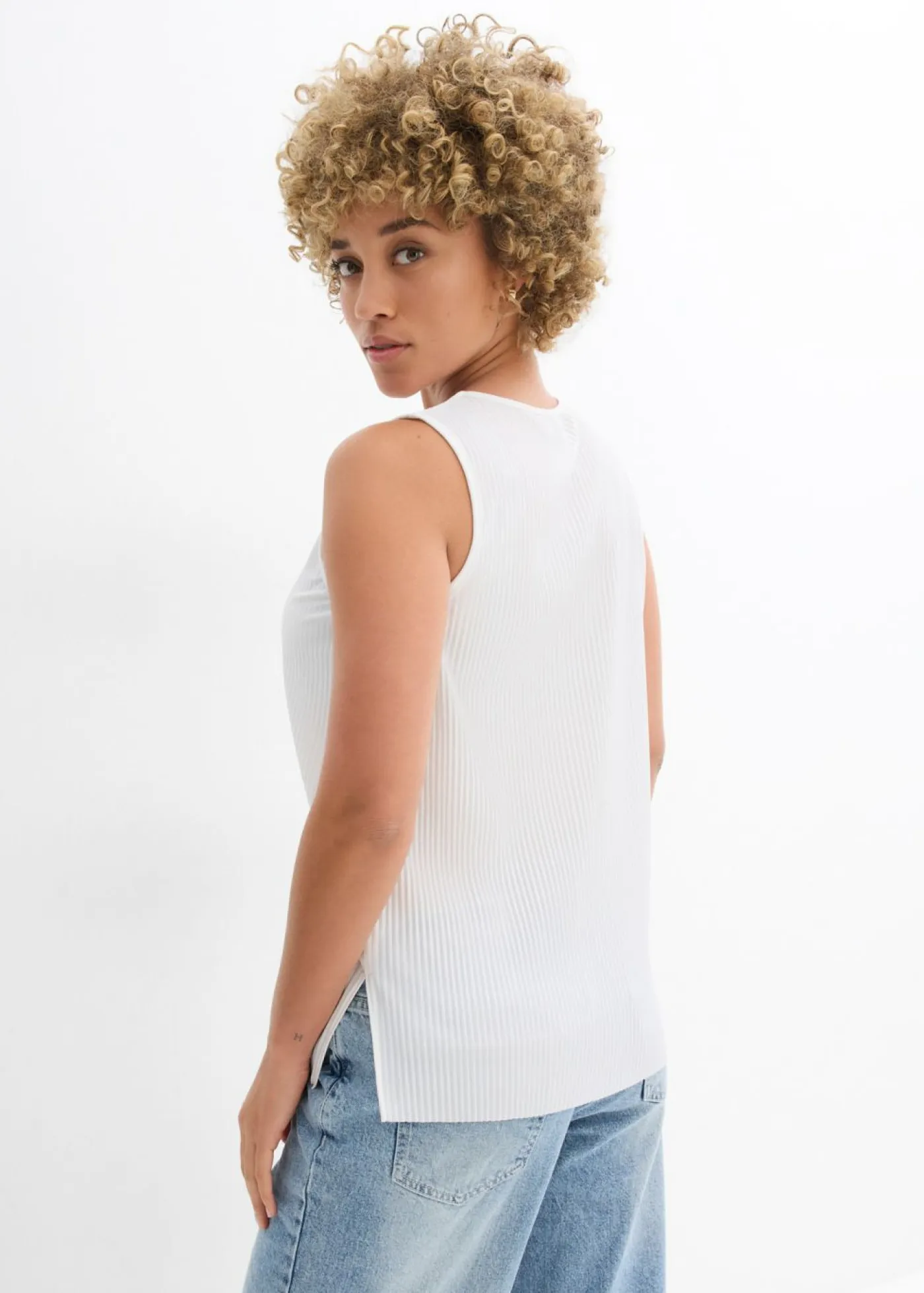 bonprix bonprix Camisas Y Blusas|Camisetas>Blusa de poliéster reciclado Blanco lana