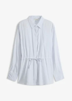 bonprix bonprix Camisas Y Blusas>Blusa de popelín con pliegues azul pálido