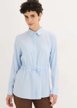 bonprix bonprix Camisas Y Blusas>Blusa de popelín con pliegues azul pálido