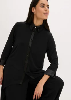 Mujer bonprix bonprix Blusa de punto con ribetes de satén