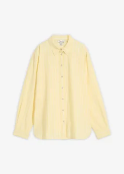 bonprix bonprix Esenciales|Camisas Y Blusas>Blusa de rayas de algodón orgánico puro blanco-amarillo claro rayas verticales
