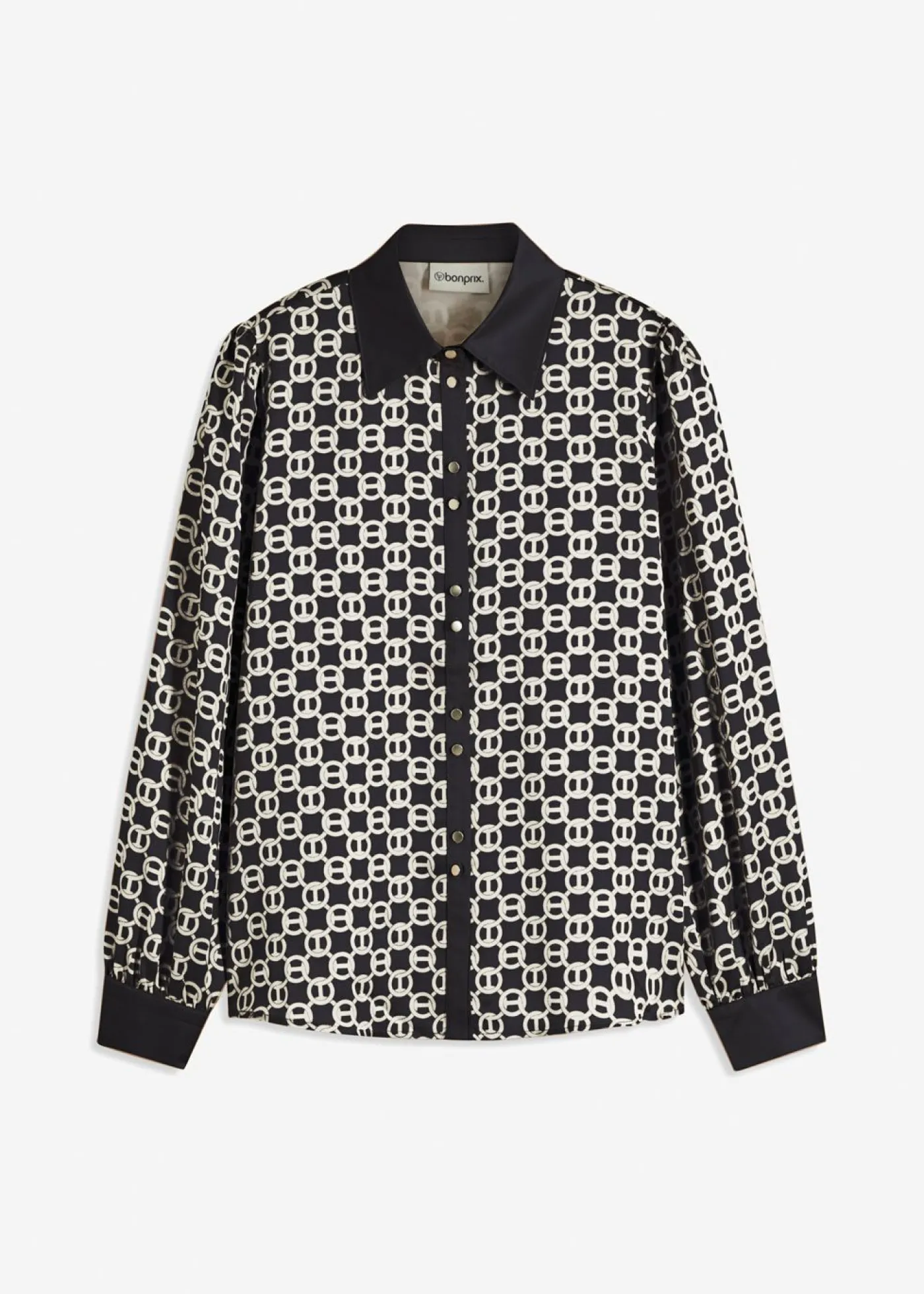 bonprix bonprix Camisas Y Blusas|Novedades>Blusa de satén Negro-blanco lana