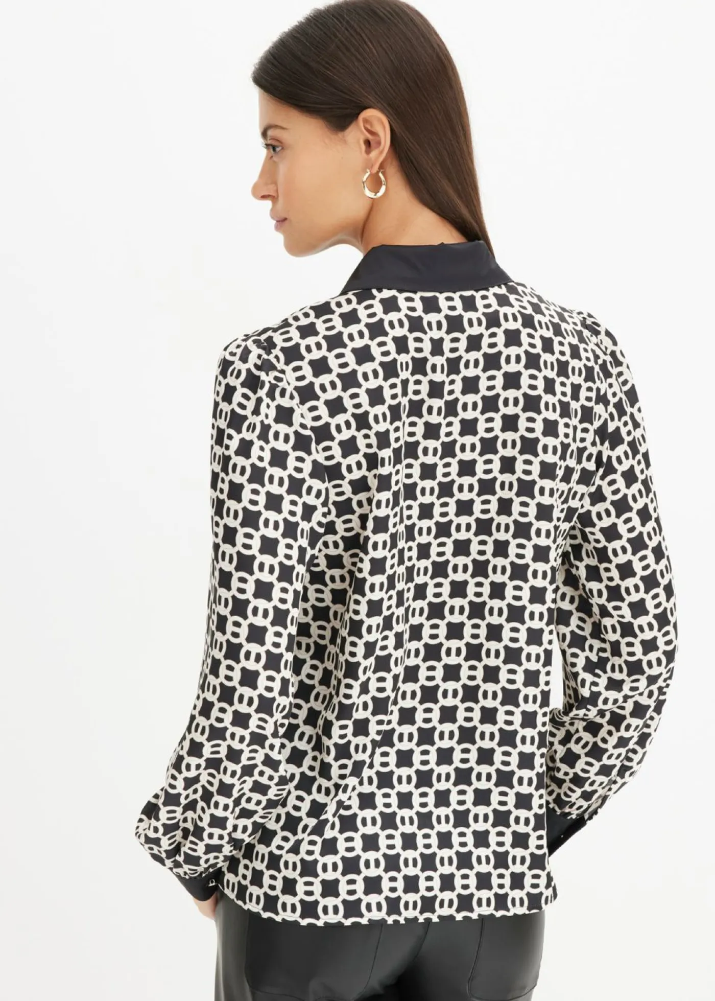 bonprix bonprix Camisas Y Blusas|Novedades>Blusa de satén Negro-blanco lana